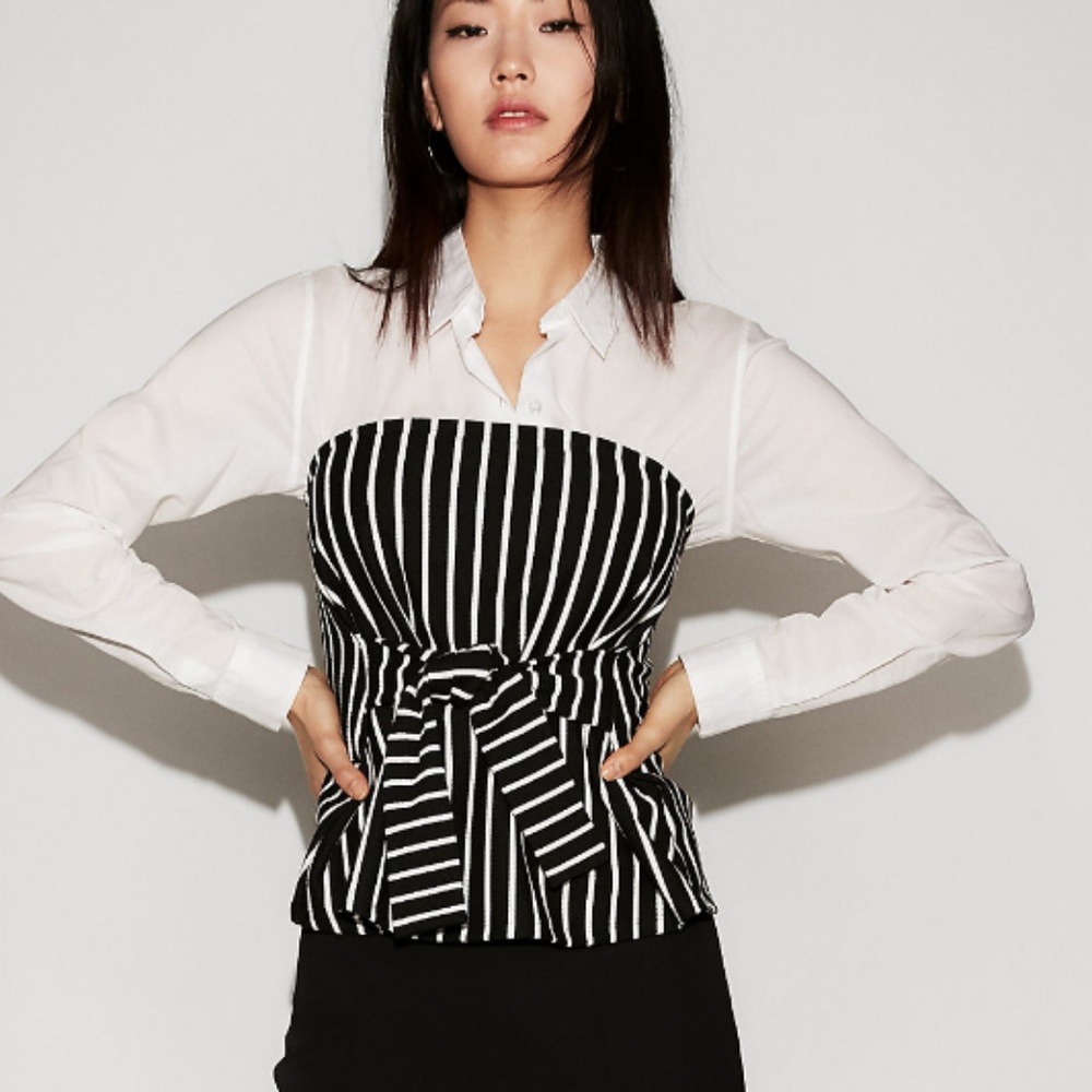 Striped Tie Front Tube Top